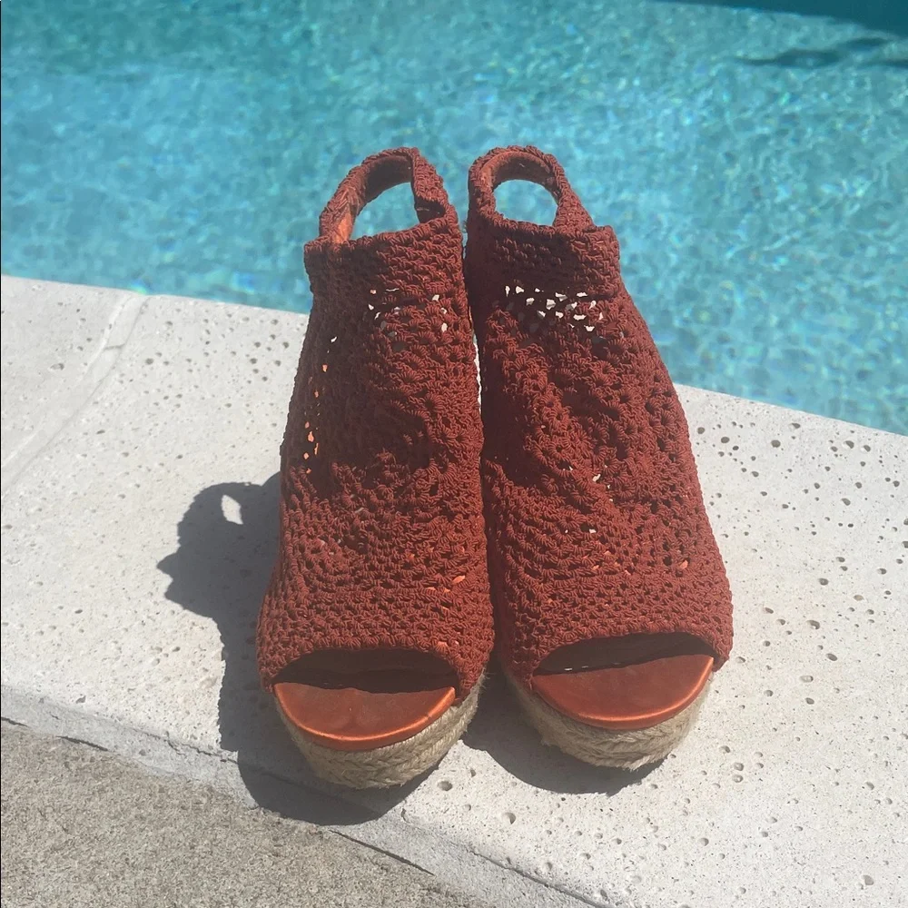 Vince Camuto Orange Espadrille Wedges | Crochet | Knit